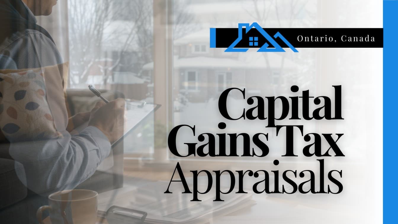 Ontario property appraiser in a living room with snow visible outside